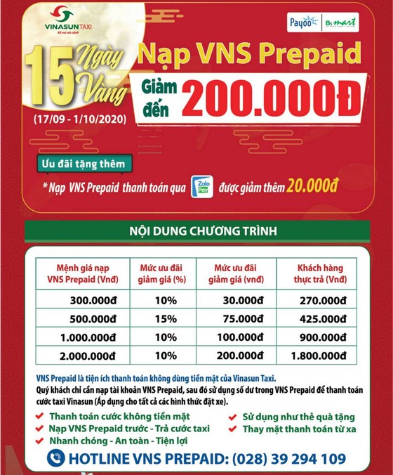 Vinasun Taxi: Nạp VNS Prepaid giảm đến 200.000 đồng  ảnh 2