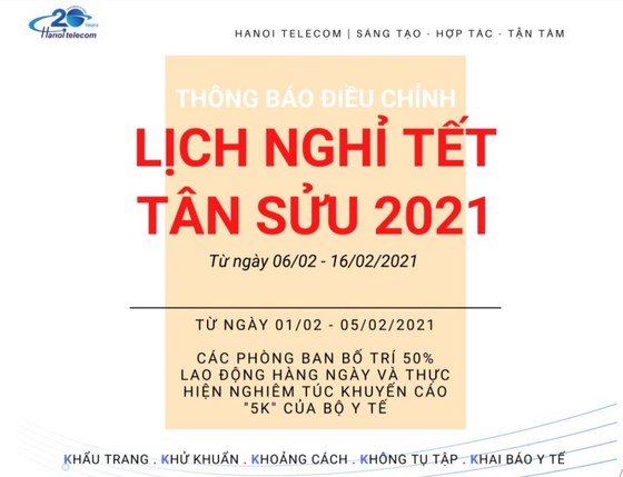 Toàn bộ Cán bộ, nhân viên Hanoi Telecom nghỉ Tết sớm để chủ động phòng dịch Covid-19 ảnh 2
