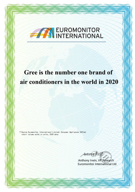 GREE được bình chọn là “Thương hiệu điều hoà số 1 thế giới năm 2020” ảnh 1