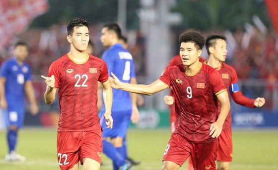 Tiến Linh, tác giả 2 bàn thắng giúp Việt Nam tiễn Thái Lan về nước sớm ở SEA Games 30. Ảnh: DŨNG PHƯƠNG