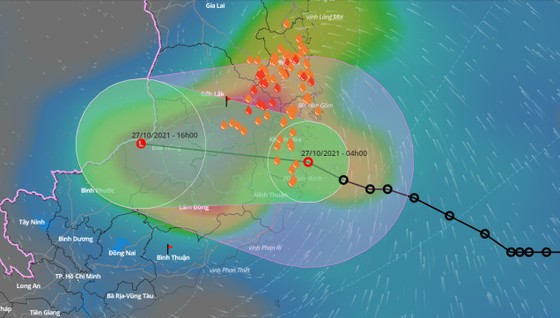 Áp thấp nhiệt đới gây mưa to đến rất to ở Nam Trung bộ và Tây Nguyên ảnh 2 Sáng 27-10, áp thấp nhiệt đới gây mưa to đến rất to ở Nam Trung bộ và Tây Nguyên ảnh 2