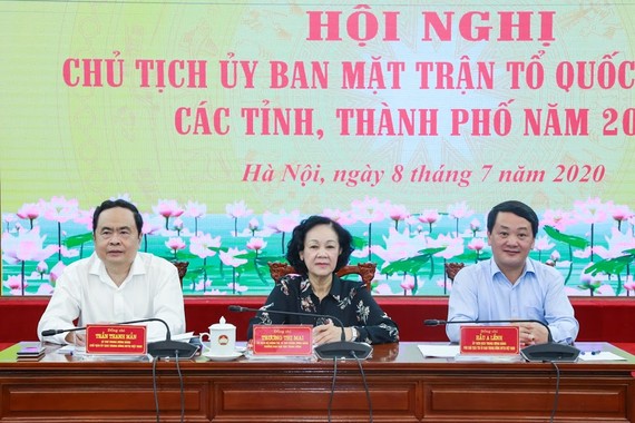 Hội nghị trực tuyến Chủ tịch Ủy ban MTTQ Việt Nam các tỉnh, thành phố năm 2020, ngày 8-7.