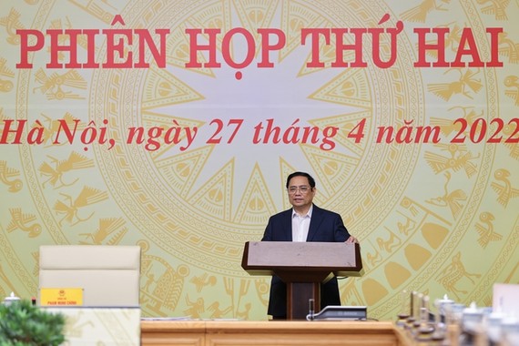Thủ tướng Phạm Minh Chính chủ trì cuộc họp. Ảnh: VIẾT CHUNG