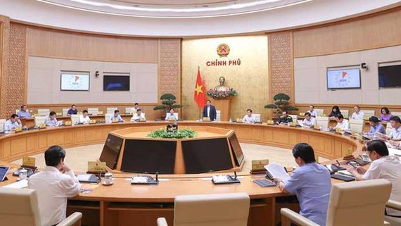 Thủ tướng Phạm Minh Chính chủ trì phiên họp Chính phủ tháng 4. Ảnh: VIẾT CHUNG