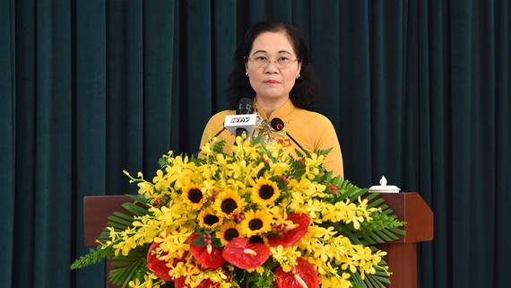 Chủ tịch HĐND TPHCM Nguyễn Thị Lệ phát biểu khai mạc Kỳ họp thứ 20. Ảnh: VIỆT DŨNG