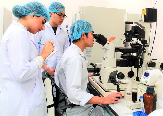 Students of Vietnam National University in HCMC are making research (Photo: SGGP)