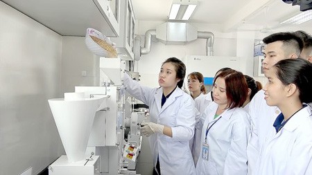 Students of the Ho Chi Minh City University of Food Industry learning in a lab. (Photo: SGGP)
