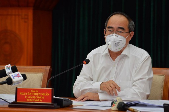 Party Chief Nguyen Thien Nhan at the online conference (Photo: SGGP)