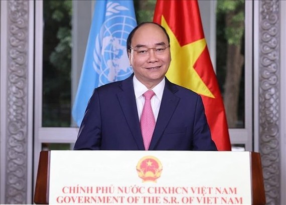 Prime Minister Nguyen Xuan Phuc in his video message to the UN General Assembly’s special session on COVID-19 response on December 3-4 (Photo: VNA)