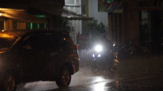 Torrential rain hits Ho Chi Minh City yesterday. 