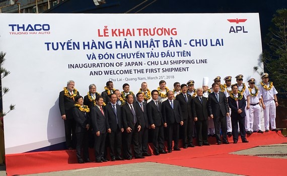 Inauguration of Japan- Chu Lai shipping line and welcome the first shipment of the APL brand takes place in Quang Nam 