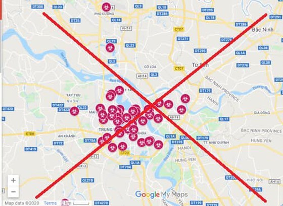  Map showing Hanoi with Covid-19 on internet inaccurate: Police