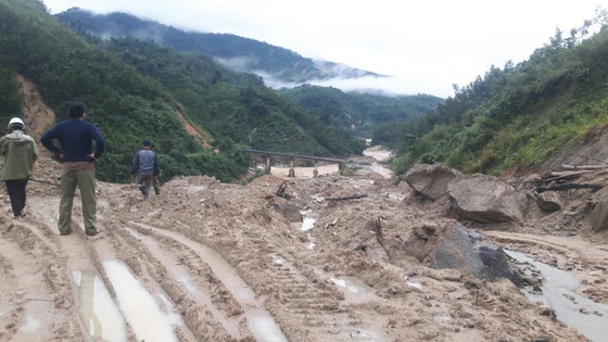 Landslides batter the mountainous district of Tra Bong in Quang Ngai Province