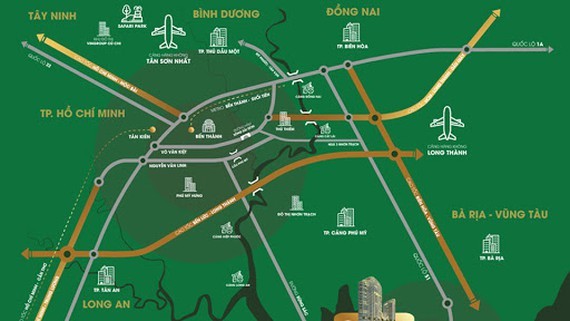 Traffic routes will directly connect to the Long Thanh international airport 