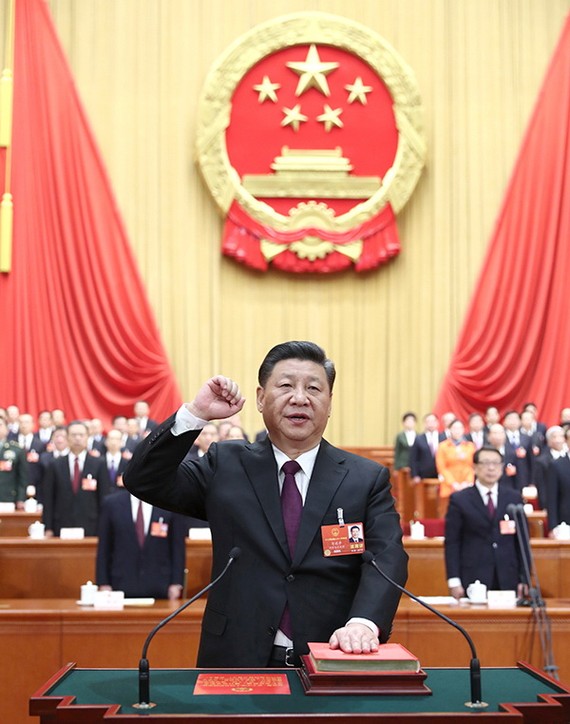 中國國家主席習近平宣誓就職。（圖源：新華網）