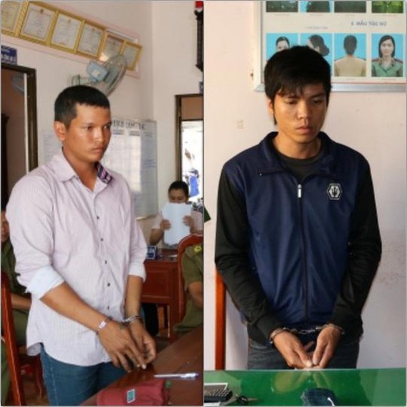 被拘押的2名嫌犯堅貴（左圖）和黎懷恨。（圖源：茶榮公安廳）