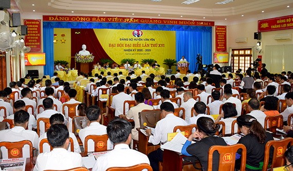 安沛省文安縣黨部2020-2025年任期第十六次大會現場。（圖源：安沛新聞網）
