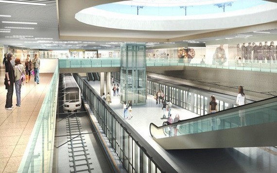 圖為濱城地鐵站區域的地下貿易中心之設計構思圖。（圖源：CTV）