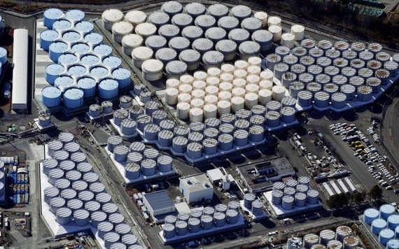 日本福島第一核電站核污水儲水罐。（圖源：互聯網）