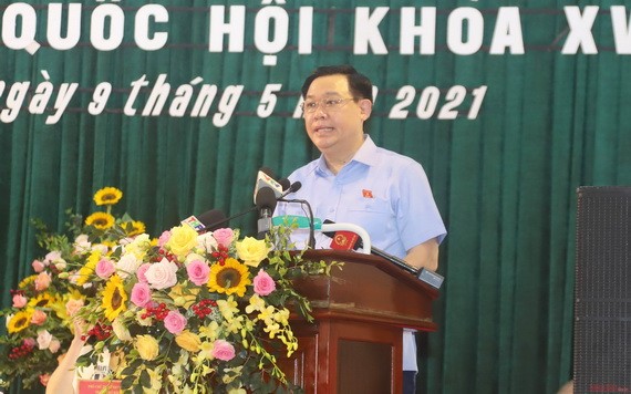 國會主席王廷惠在選民接觸會上闡述自身的行動計劃。（圖源：吳光勇）