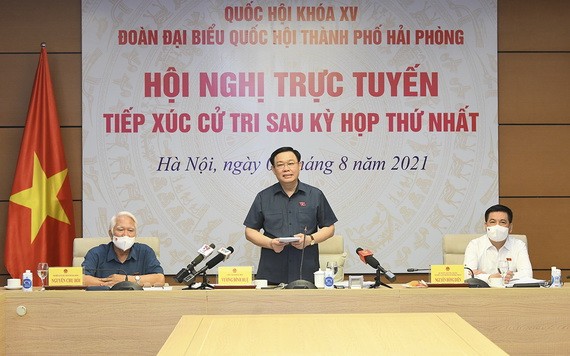 國會主席王廷惠在會議上發言。（圖源：VGP）