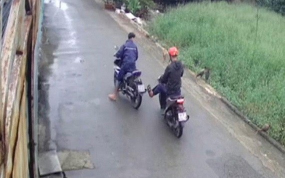兩名偷車賊在平政縣某居民區作案。