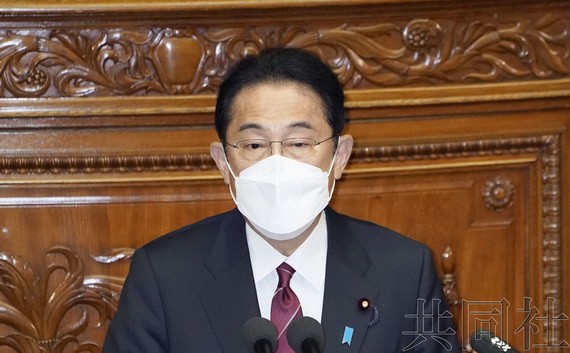 12月6日下午，日本首相岸田文雄在第207屆臨時國會上發表施政演說。 （圖：共同社）