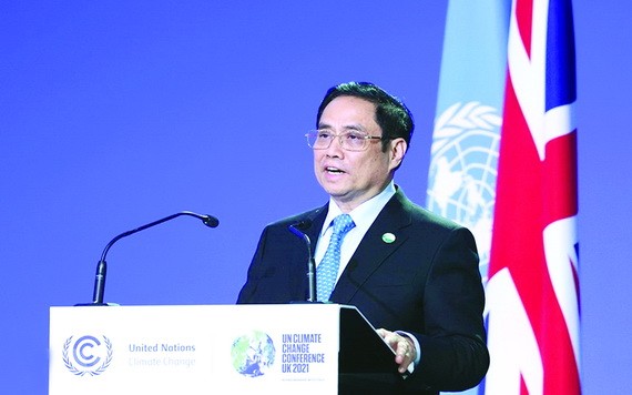 越南政府總理范明政出席COP26峰會議並發表講話。