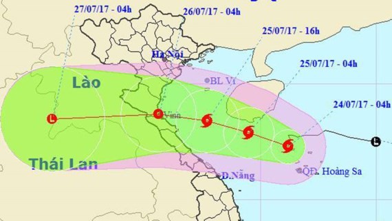 Typhoon Sonca, the fourth storm in the East Sea this year, has been heading toward the north central region of Vietnam (Photo: national weather bureau)