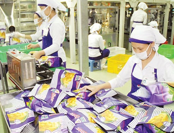 Workers processing dried jacfruit at Vinamit Company to export to Cambodia (Photo: SGGP)