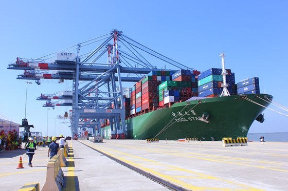 A container vessel docks at Cai Mep international terminal (Photo: SGGP)