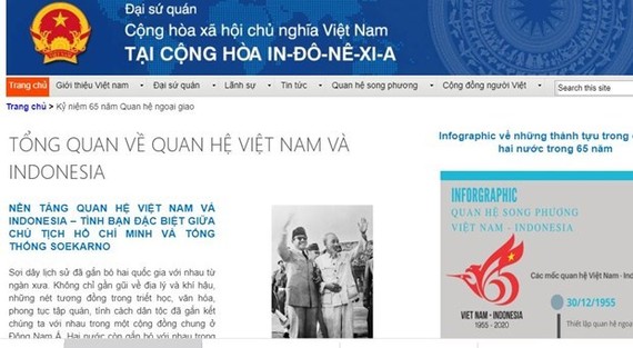 Website on the 65th anniversary of the Vietnam – Indonesia diplomatic ties (Photo: VNA)