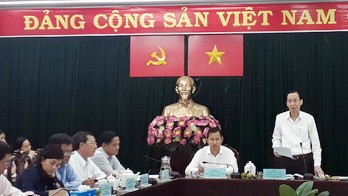 Phó Chủ tịch Thường trực UBND TPHCM Lê Thanh Liêm phát biểu tại buổi làm việc 