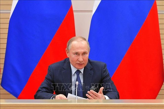 Tổng thống Nga Vladimir Putin phát biểu tại một cuộc họp ở Moskva. Ảnh: AFP/TTXVN
