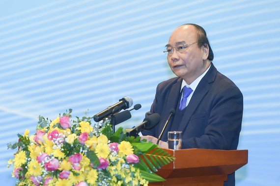 Thủ tướng Nguyễn Xuân Phúc phát biểu tại Hội nghị tổng kết của Tập đoàn Dầu khí Quốc gia Việt Nam - Ảnh: VGP