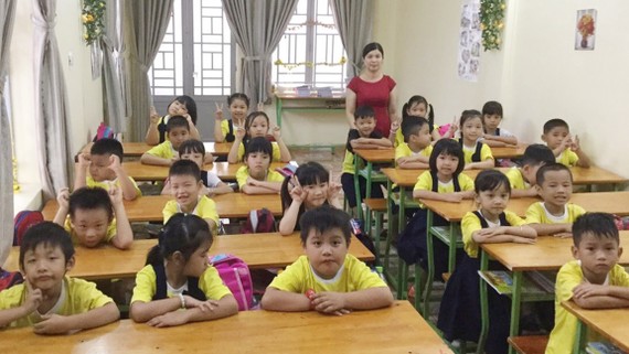 Lớp học bán trú của học sinh 2 trường Lương Thế Vinh và An Hội   ở điểm Trường dân lập Nguyễn Tri Phương