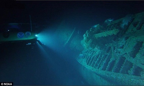 Xác tàu ngầm U-576 của phát xít Đức dưới đáy biển North Carolina. Ảnh: NOAA