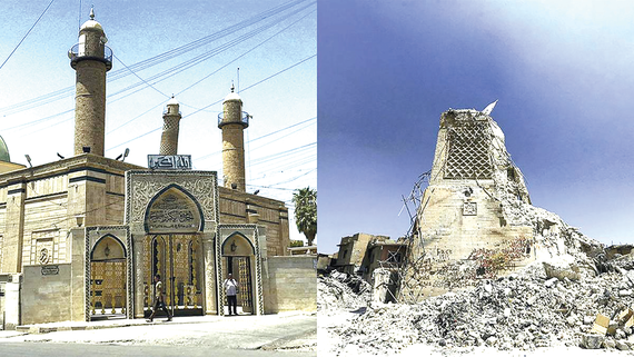  Đền thờ Hồi giáo Al-Nouri  trước và sau khi bị phá hủy