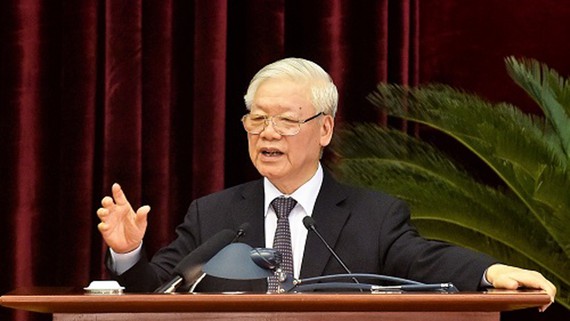 Tổng Bí thư, Chủ tịch nước Nguyễn Phú Trọng phát biểu bế mạc Hội nghị. Ảnh: VGP