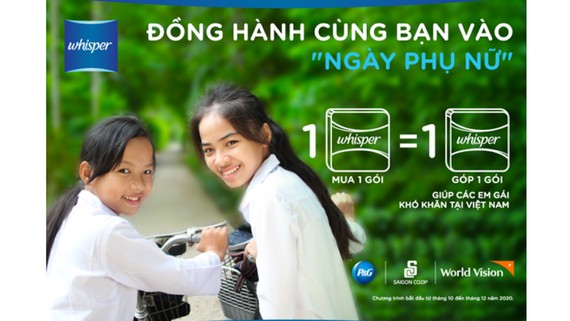 Whisper trao tặng hơn 326.000 gói băng vệ sinh cho trẻ em gái ở miền Trung Việt Nam