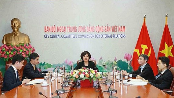 Bà Nguyễn Thị Hoàng Vân, Phó Trưởng Ban Đối ngoại Trung ương, làm Trưởng đoàn tại Cuộc họp. Ảnh: TTXVN