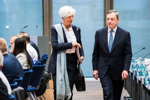 Ms. Lagarde used her network like a politician. With European Central Bank President Mario Draghi in June. PHOTOS: EPA/SHUTTERSTOCK; GETTY IMAGES; BLOOMBERG NEWS; ASSOCIATED PRESS