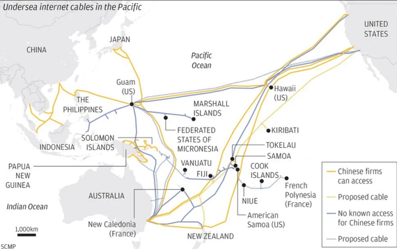  Cáp internet dưới biển ở Thái Bình Dương. Ảnh: SCMP
