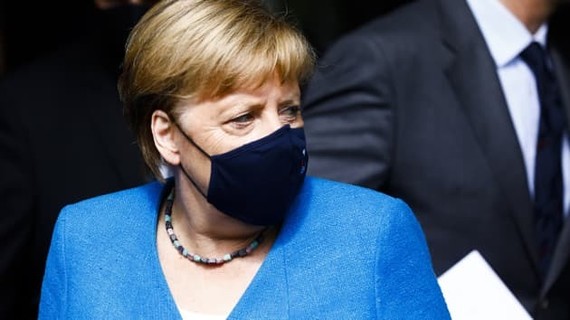 Bà Angela Merkel sau buổi họp báo mùa hè thường niên hồi tháng 8/2020 tại Berlin, Đức. (Ảnh: Getty Images)