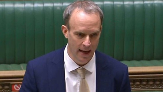 Dominic Raab told MPs: “Our aim is that no company that profits from forced labour in Xinjiang can do business in the UK and no UK business is involved in their supply chains” © PRU/AFP/Getty Images