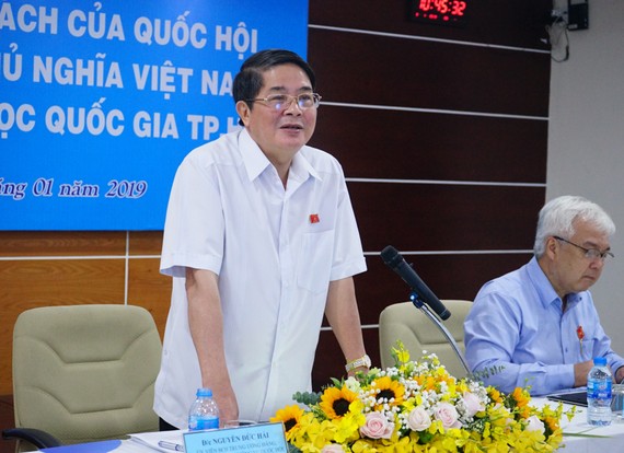 Ông Nguyễn Đức Hải, Chủ nhiệm Ủy ban Tài chính, Ngân sách Quốc hội phát biểu tại buổi làm việc