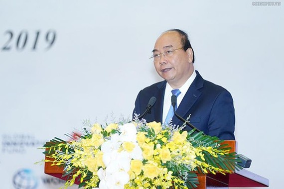 Thủ tướng Nguyễn Xuân Phúc phát biểu tại Hội nghị Khoa học công nghệ và Đổi mới sáng tạo. Ảnh: VGP