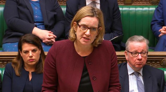 Bộ trưởng Bộ Nội vụ Anh Amber Rudd vừa xin từ chức. Ảnh: REUTERS