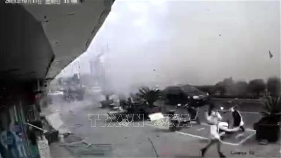Hiện trường vụ nổ khí gas tại nhà hàng ở tỉnh Giang Tô, miền Đông Trung Quốc ngày 13-10-2019. Ảnh: SHINE/TTXVN