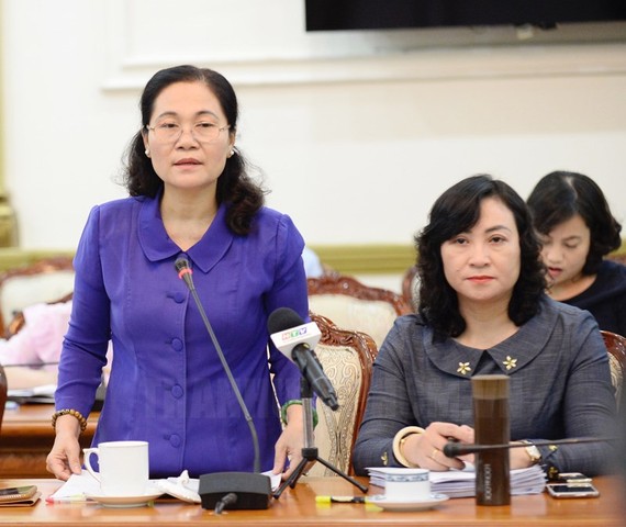 Đồng chí Nguyễn Thị Lệ phát biểu tại buổi giám sát. Ảnh: hcmcpv